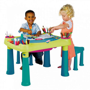 DEOKORK Dětský multifunkční stolek PLAY (modro-zelený)
