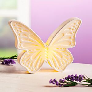 Porcelánová LED dekorace Bílý motýl