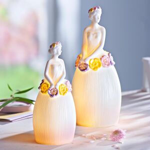 LED porcelánové sošky Dívky s květinami, sada 2 ks