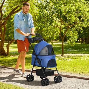 PawHut Kočárek pro psy do 32 cm, skládací, modrý