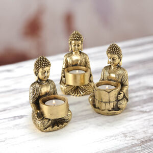 Boltze Svícen Buddha zlatý, 14 cm