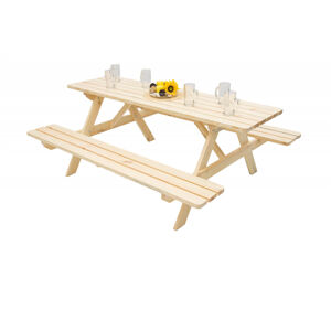DEOKORK Masivní dřevěný pivní set  z borovice 160 cm síla 28 mm