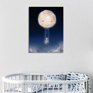 Nástěnný obraz dívka houpající se na měsíci