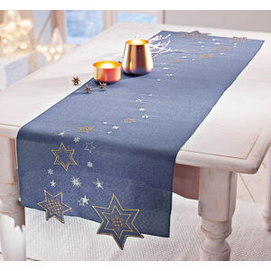 Běhoun na stůl hvězdy, modrý, 140 x 40 cm